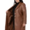 کاپشن چرم قهوهای با دکمه و جیب، مناسب برای سایزهای بزرگ و دارای آستردار برند DISENTIS MODEST - 773816297