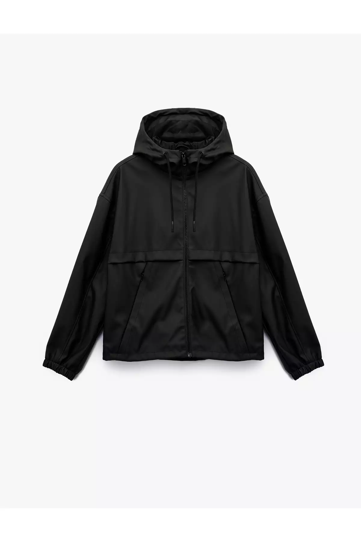 بارانی چرم مصنوعی با کلاه و آستینهای بلند و زیپ دار برند Koton - 991023785