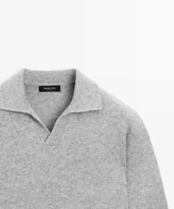 پلیور یقه دار V شکل با ترکیب پشم برند Massimo Dutti - 991312375