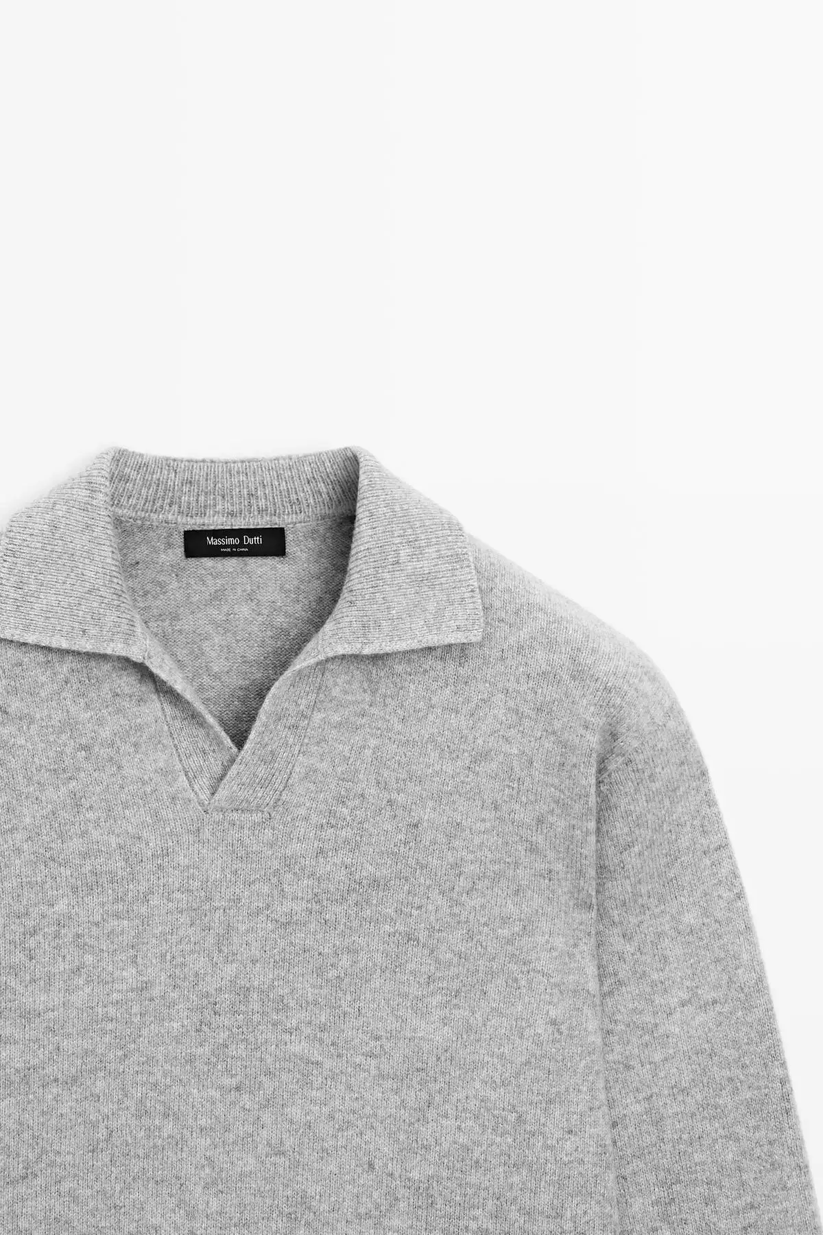 پلیور یقه دار V شکل با ترکیب پشم برند Massimo Dutti - 991312375