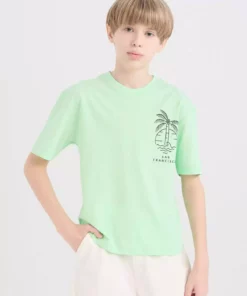 تیشرت مردانه بچهگانه با یقه گرد، آستین کوتاه و طرحدار، با اندازه بزرگ و گشاد مدل B6165A825SM برند Defacto - 922227914