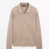 ژاکت بافته شده از الیاف نخی ترکیبی با زیپ برند Massimo Dutti - 969524592