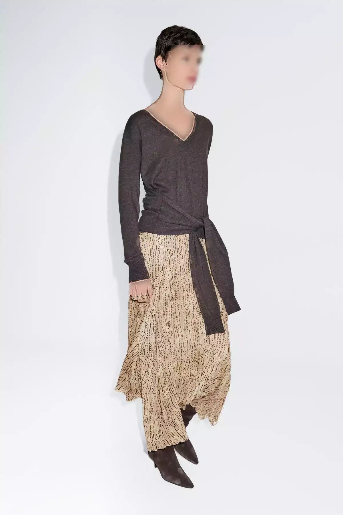 دامن میدی A شکل با طرح خال خالی برند Massimo Dutti - 991299309