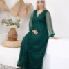 پیراهن دگاجه یقه بلند بزرگ سایز سبز برند BÜYÜK MODA BEDEN - 983122593
