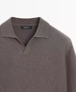 پلیور یقه polo با ترکیب پشم یوزن برند Massimo Dutti - 991307678