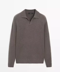 پلیور یقه polo با ترکیب پشم یوزن برند Massimo Dutti - 991307678