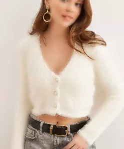 ست بافتنی زنانه رنگ اکرو شامل: بستن داخلی و ژاکت. برند Olalook - 871405540
