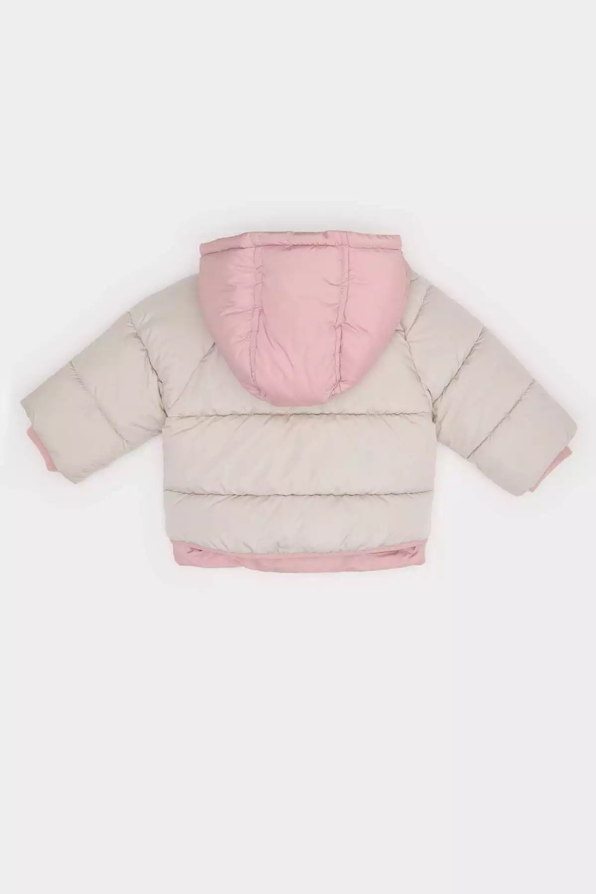 کاپشن پفی دخترانه با آستینهای ریبانا و کلاهدار، با دکمه و ضد آب مدل C5312A524AU برند Defacto - 850432430