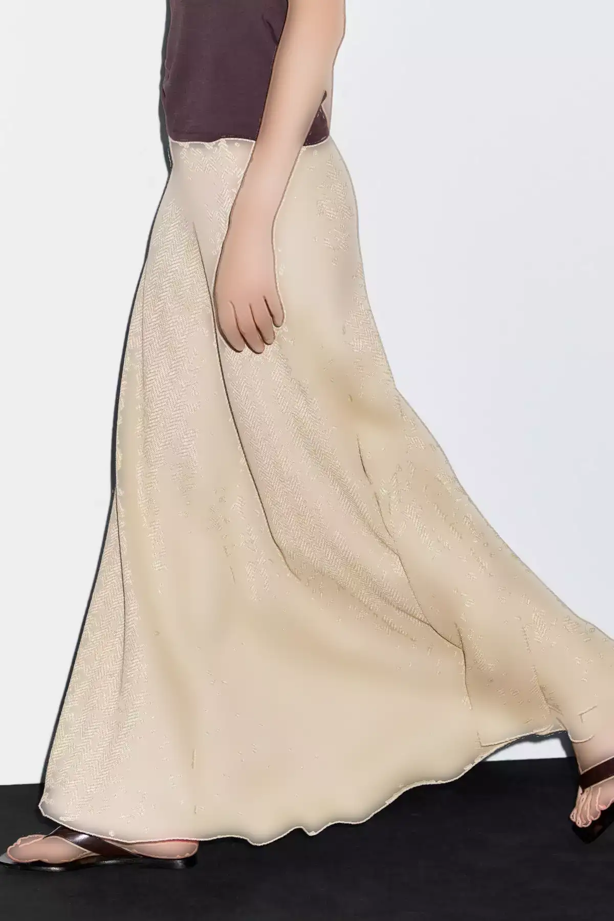 دامن بلند از ترکیب پنبه با بافت ماهیتیغی برند Massimo Dutti - 957599684