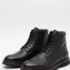 بوت مردانه چرمی مشکی با زیپ برای زمستان برند LUSIVE - 991510952