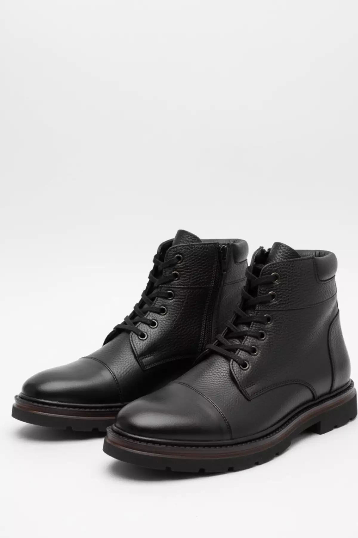 بوت مردانه چرمی مشکی با زیپ برای زمستان برند LUSIVE - 991510952