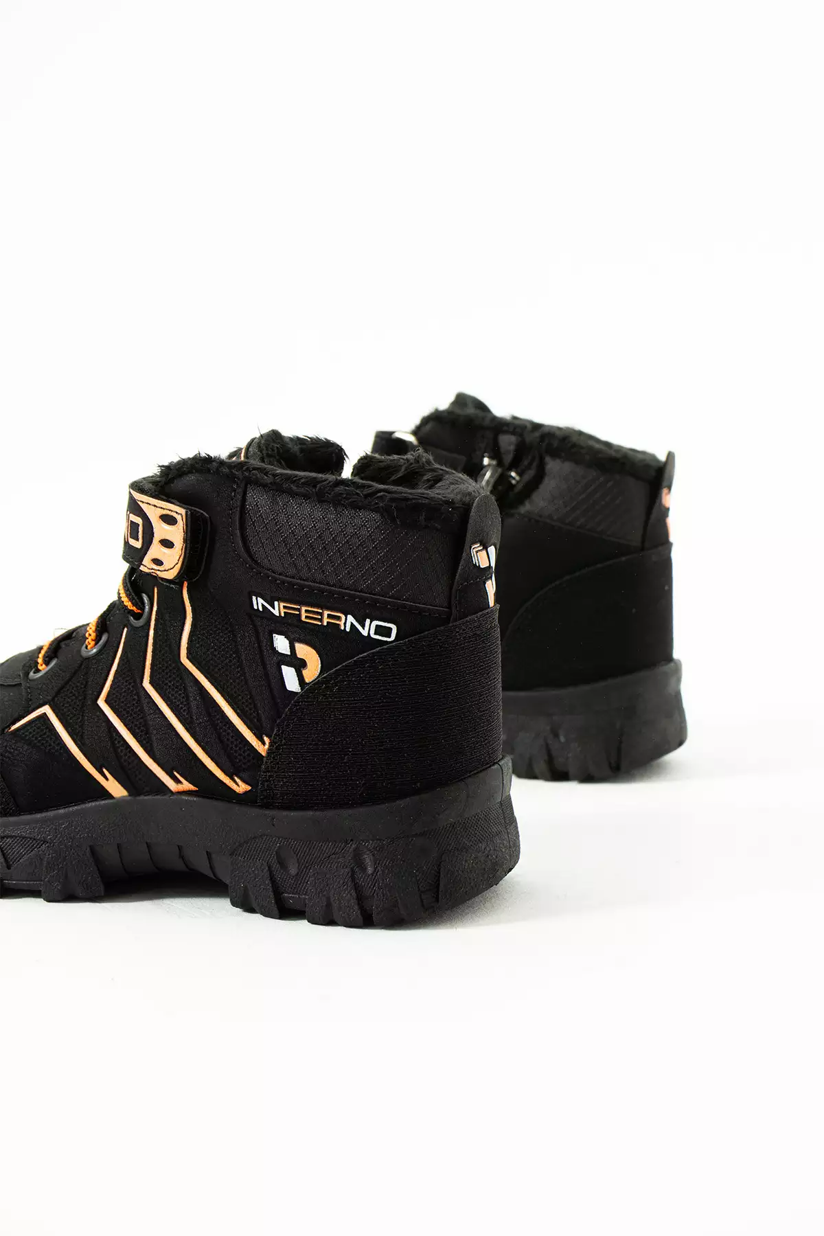 بوت روزمره زمستانی دارای زیپ و بند با طراحی خطی مشکی-نارنجی و مقاوم در برابر سرما از جنس پشمی جدید برند CAYEN - 877868368