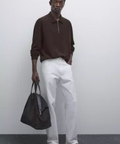 پولوشرت با یقه پلیس و زیپ دار از جنس بافتنی برند Massimo Dutti - 962170984