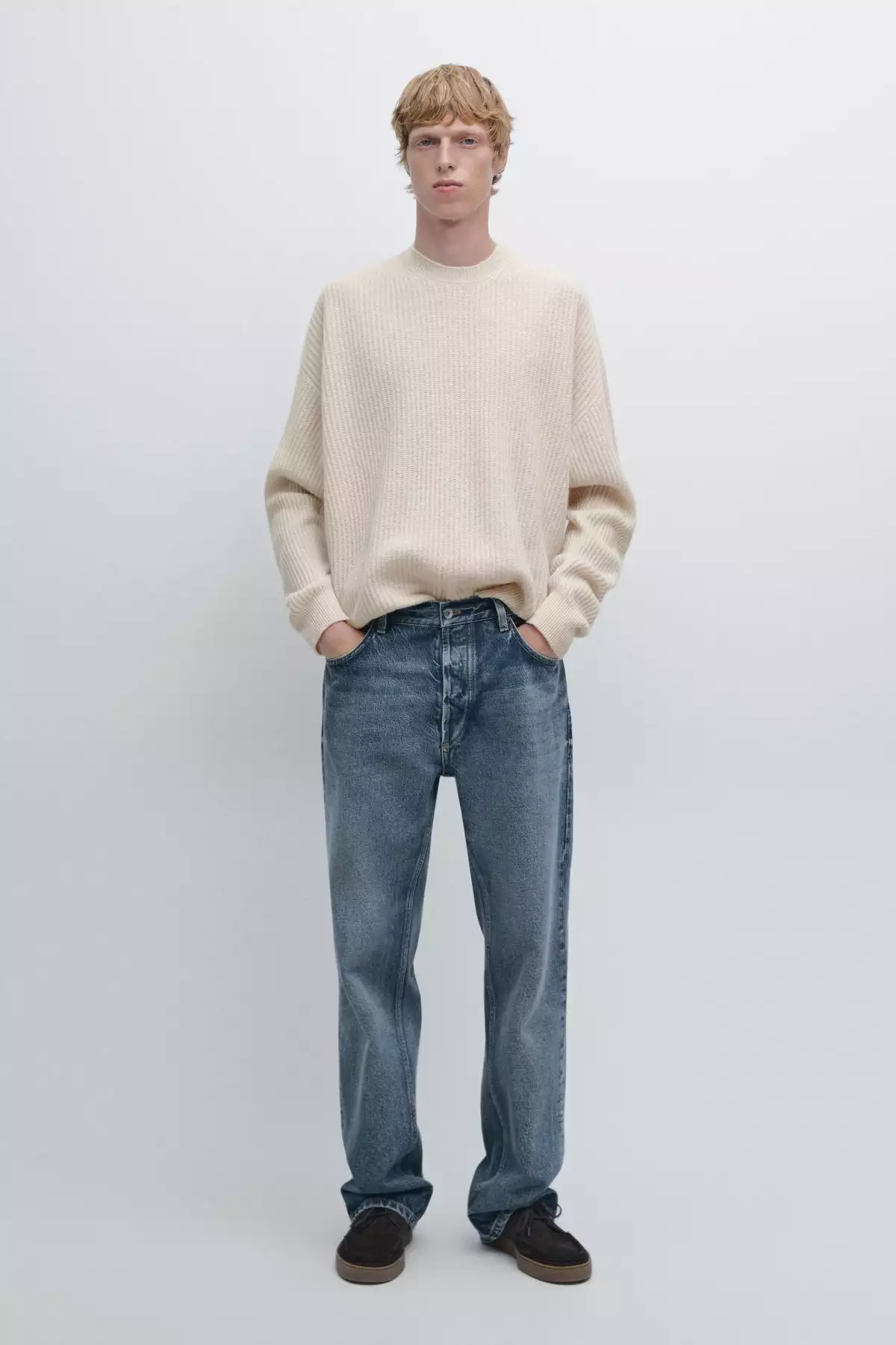 ژاکت دور گردن حلقهای با بافت راهراه برند Massimo Dutti - 991312696