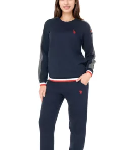 ست سویشرت و شلوار کتان زنانه - رنگ سرمهای، ترکیب ورزشی راحت برای روزمره برند U.S. Polo Assn. - 985398096