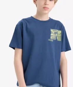 تیشرت کوتاه آستین دوچرخه یقه باز پسرانه چاپی مدل E4167A825SM برند Defacto - 942296155