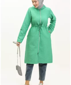 کاپشن کلاهدار با کمر گود 0314-08 سبز روشن برند sefamerve - 833632064