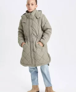 کاپشن پارکا دخترانه ضد آب با کلاه و زیپ و دکمهدار و جیبدار مدل C8974A824AU برند Defacto - 871640115