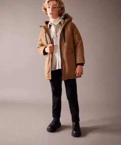 کاپشن پسرانه با کلاه خزدار قابل جدا شدن و آستر پشمی ضد آب A2733a823cw برند Defacto - 787106277