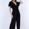 سرهمی بزرگقد با یقه کراواتی و آستین کوتاه مشکی برند MJORA - 40379909
