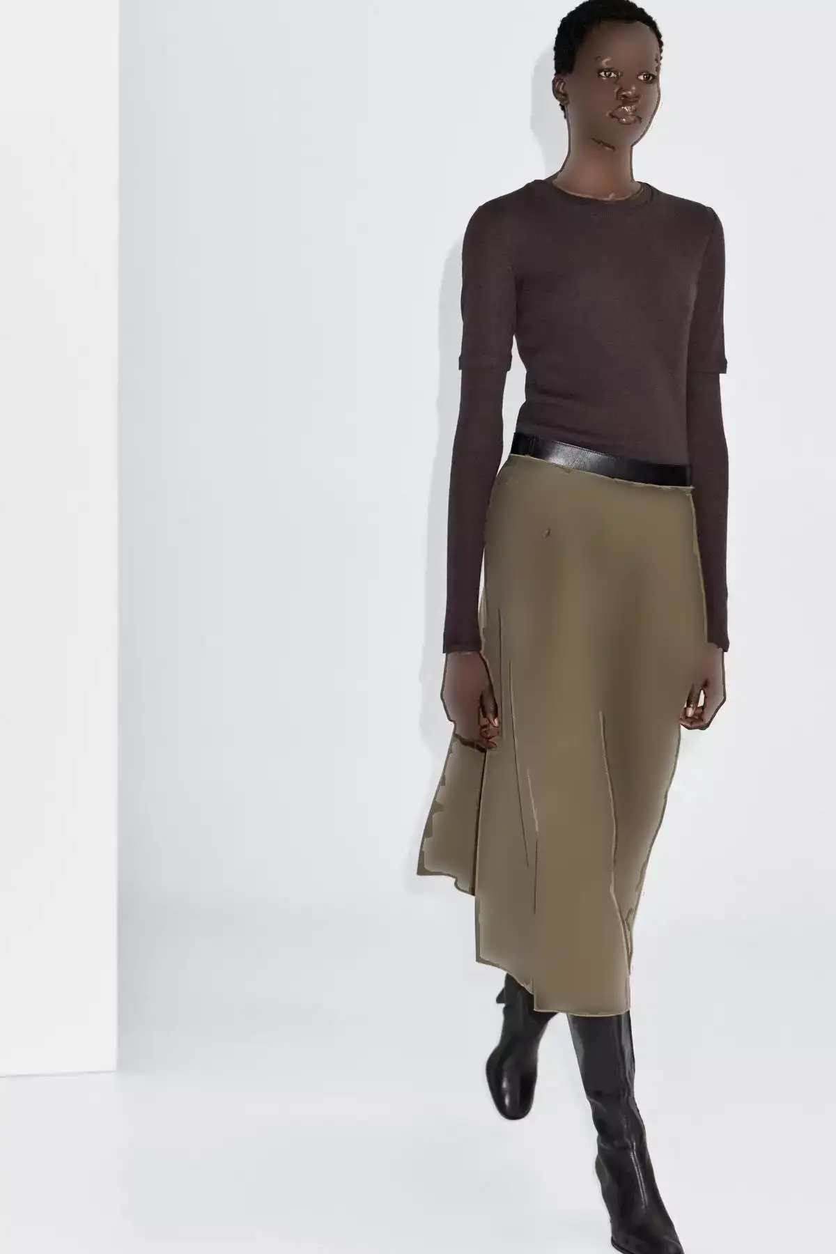 دامن میدی پیلی دار با جزئیات کامل برند Massimo Dutti - 992166225