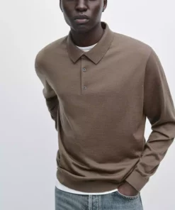 پولوشرت گردنباز بافت پشمی صد در صد مییرنوس برند Massimo Dutti - 975139972