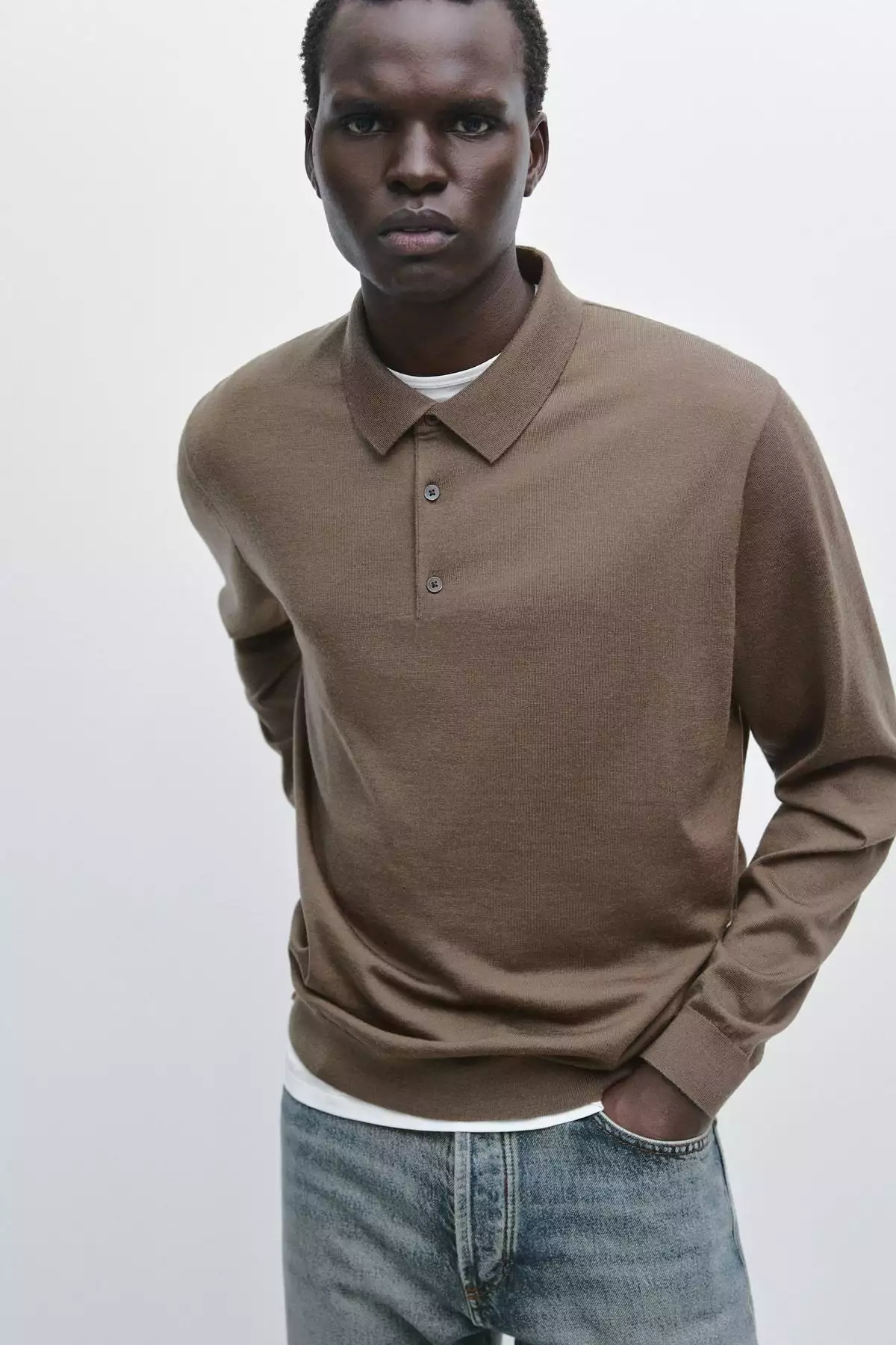 پولوشرت گردنباز بافت پشمی صد در صد مییرنوس برند Massimo Dutti - 975139972
