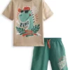 ست تیشرت و شلوارک پسربچه دایناسوری تابستانی برند Denokids - 903816760