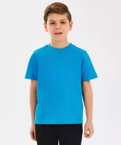تیشرت اصلی بزرگ برای پسران - تیشرت آبی مدل SK232080-315 برند Skechers - 928427753