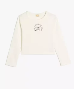 تی-shirt کلاهدار بلند با طرح گربه و گردن بیدار از جنس کتان برند Koton - 917401892