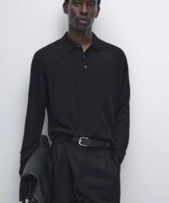 پالتو یقه دار بافتنی از 100% پشم مرینو برند Massimo Dutti - 975152387