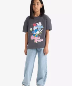 تیشرت کوتاه آستین دخترانه دیزنی میکی و مینی با یقه گرد و طراحی گشاد E2617A825SM برند Defacto - 938882207