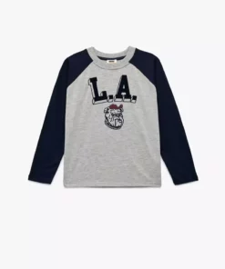 تیشرت آستین بلند خاکستری با طرح کلاسیک برای پسران 6WKB10237TK برند Koton - 985772777