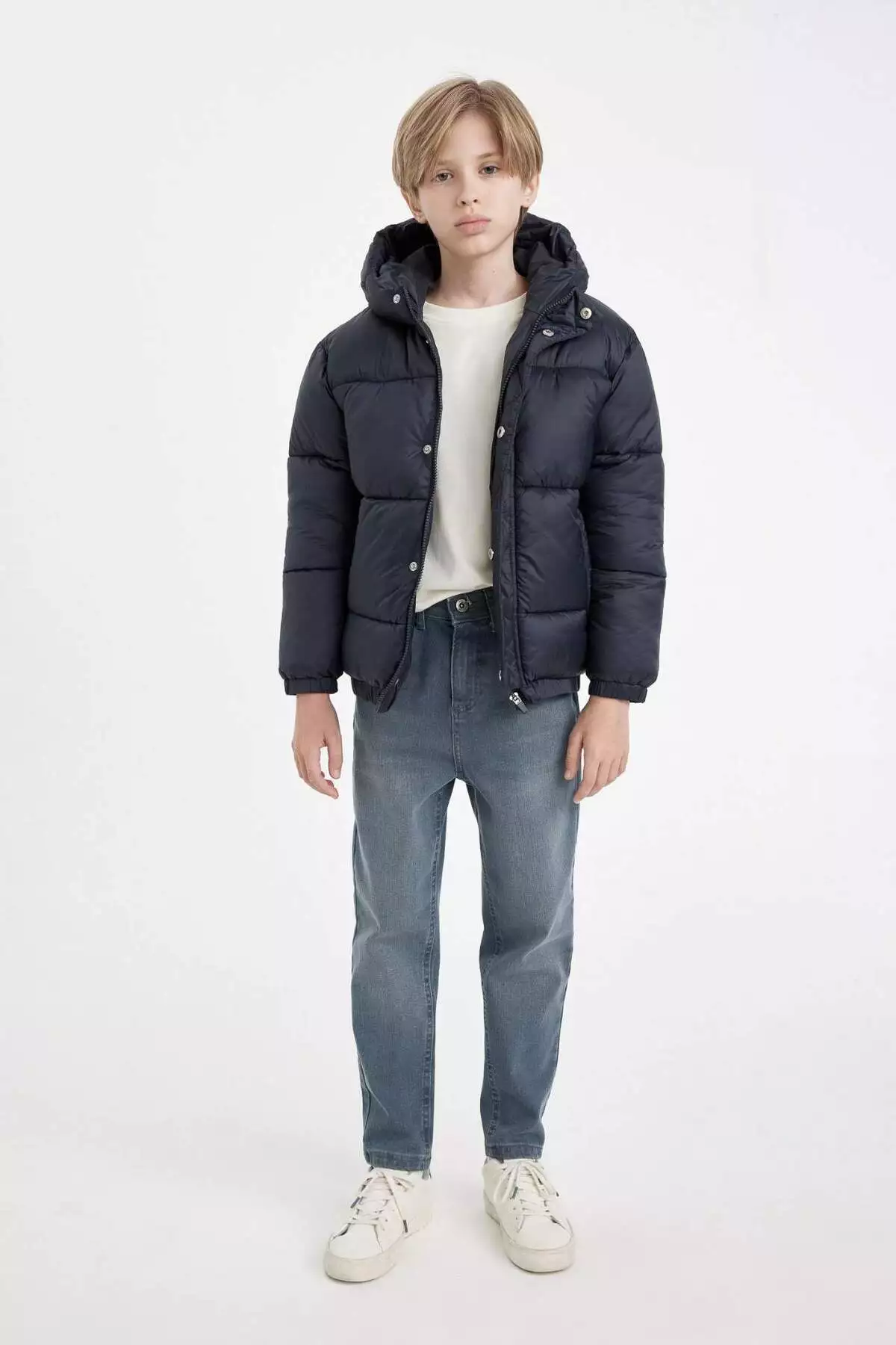 کت پسرانه ضد آب با کلاه و زیپ و دکمهدار C5474A824WN برند Defacto - 868054192