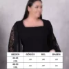 پیراهن مجلسی زنانه مشکی با سایز بزرگ، که دارای جزئیات دانتل در آستین و پایین است. برند Şirin Butik - 876879710