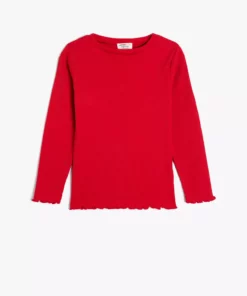 تیشرت آستینبلند یقهشناسی با بافت ریب از پنبه برند Koton - 838759306