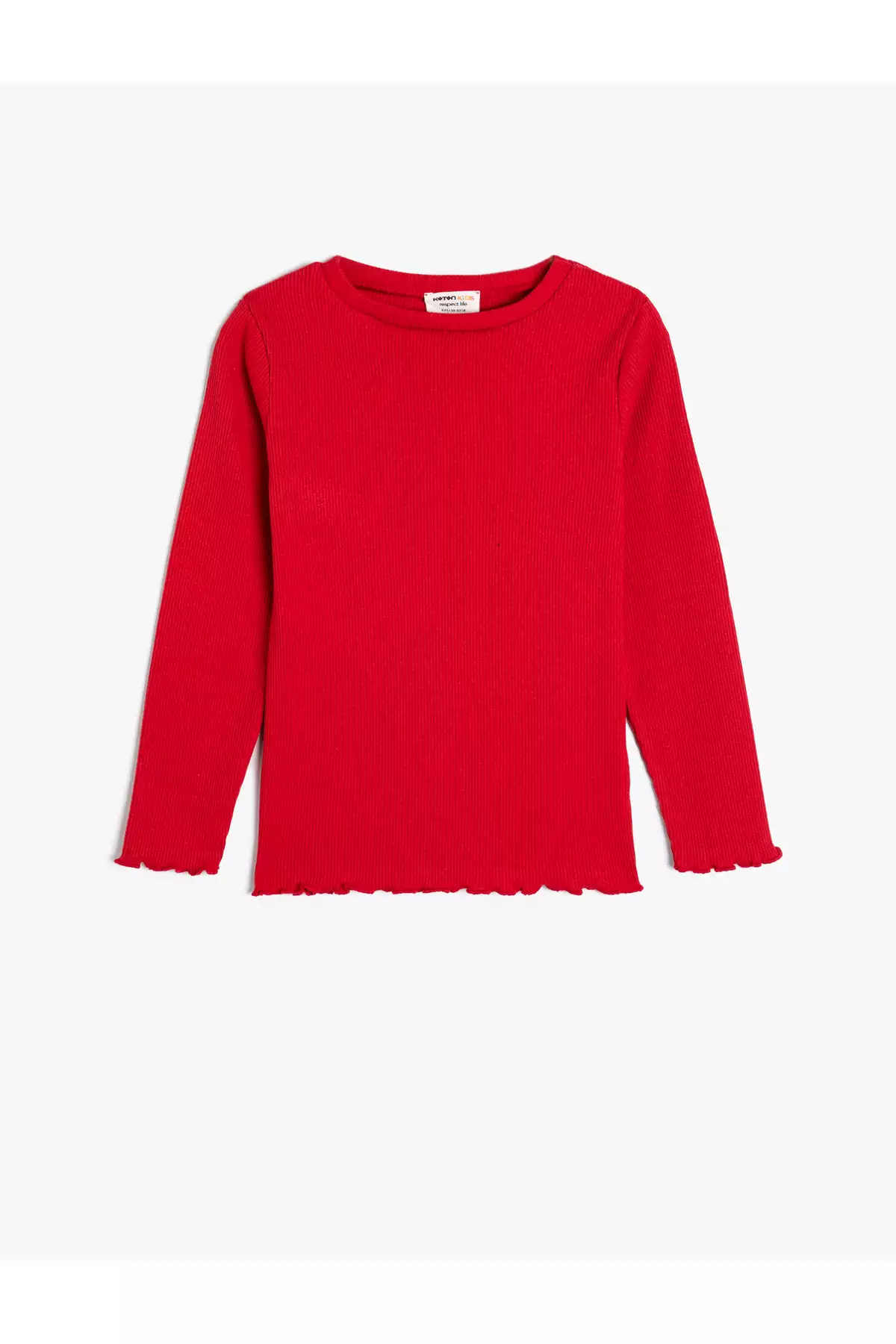 تیشرت آستینبلند یقهشناسی با بافت ریب از پنبه برند Koton - 838759306