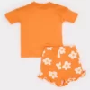 ست دو تکه دخترانه شامل تیشرت کوتاه آستین و شورت گلدار برند Defacto - 938634497