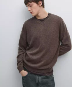 ژاکت پشمی یقه V برند Massimo Dutti - 991302873