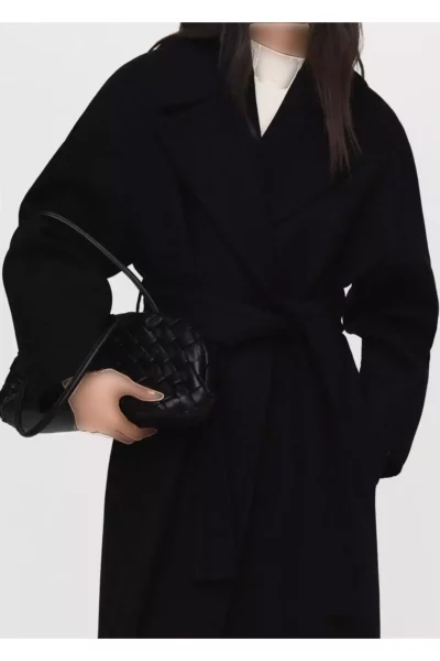 پالتوی پشمی مانتیکو با کمربند برند MANGO - 977939406