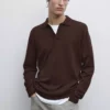پولوشرت یقه دار بافته شده برند Massimo Dutti - 966123412