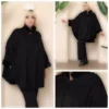 پانچوی بزرگ اندازه با یقه و آستینهای خزدار مروارید سیاه برند Eceyaman moda - 871778892