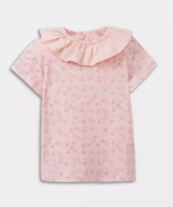 تی‌شرت کوتاه‌دست کشبافت راه‌راه گلدار بچه‌ دخترانه E2962A525SM برند Defacto - 940561482
