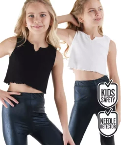 ست دو عددی تاپ کوتاه مشکی و سفید برای دختران کودک برند Denokids - 898546612