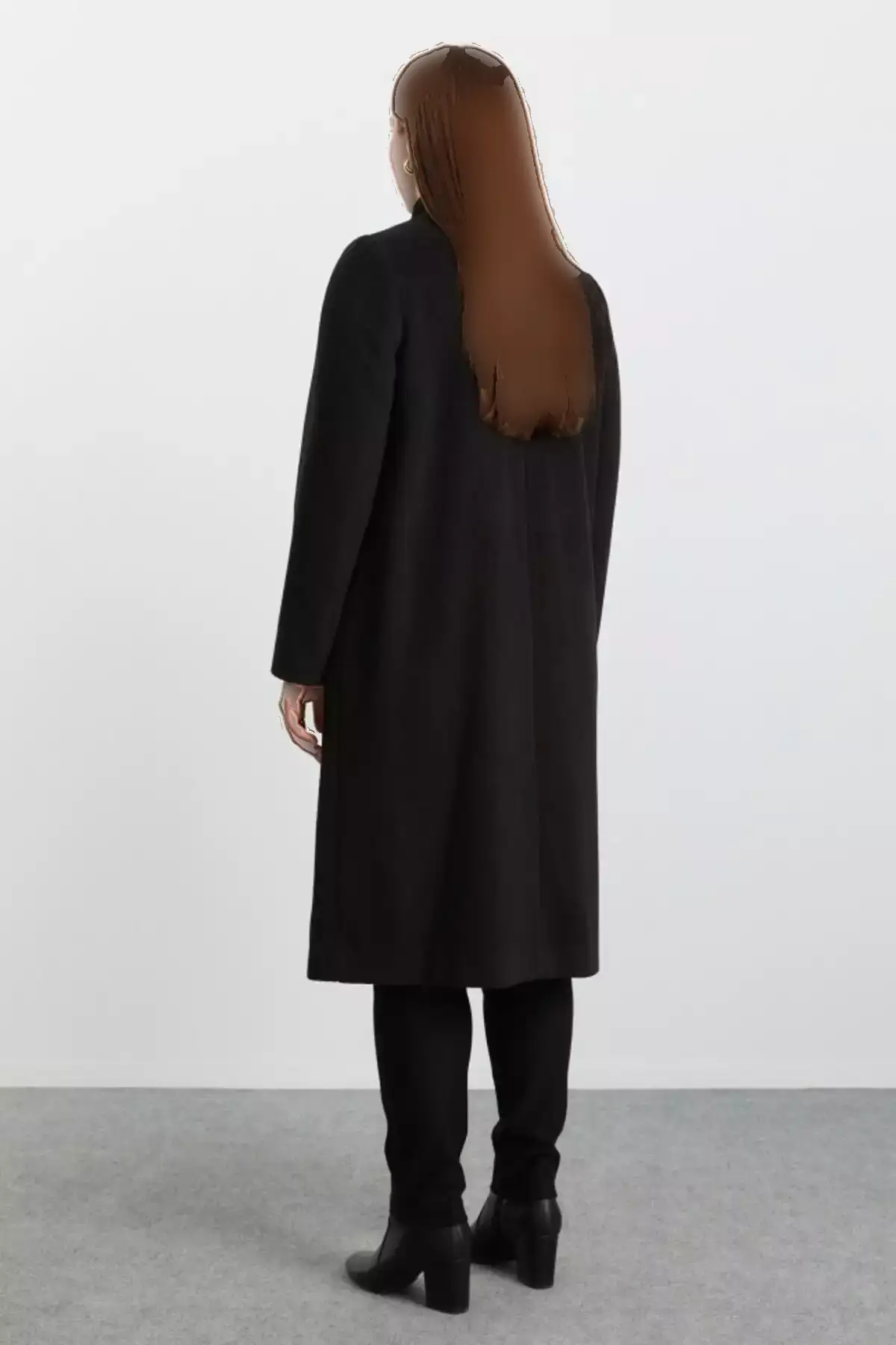 کاپشن پالتویی با یقه ایستاده و زیپ مخفی برای سایز بزرگ برند Selen Giyim - 993223560