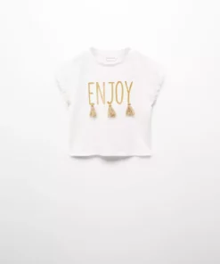 تیشرت دخترانه سفید شکستنی برند MANGO - 839630895