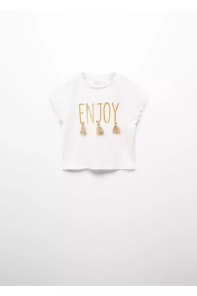 تی‌شرت دخترانه سفید شکستنی برند MANGO - 839630895