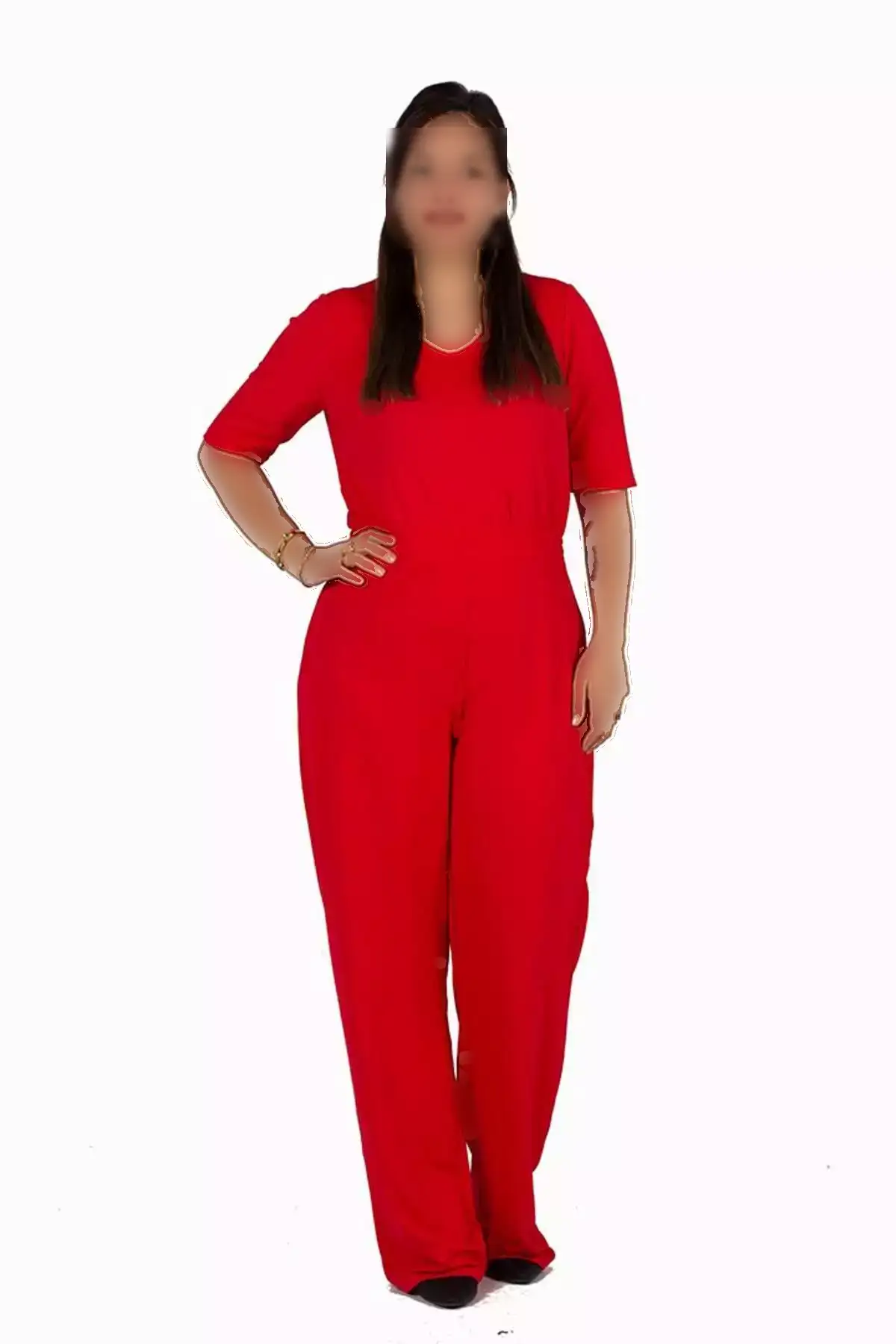 لباس زنانه بزرگپرو سایز، سرهمی کِرِپ رنگی TLM174 برند Truva XXL - 411968124
