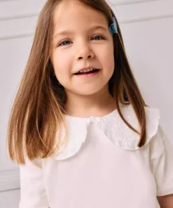 تیشرت کوتاهمورب یقه دکمهای دخترانه با دکمههای تزیینی C3982A524SM برند Defacto - 822806984