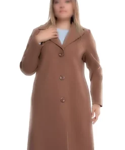 3857 سایز بزرگ کت پشم ریز دکمهدار یقه مردانه قد میانه زنانه برند Olcay - 376008191